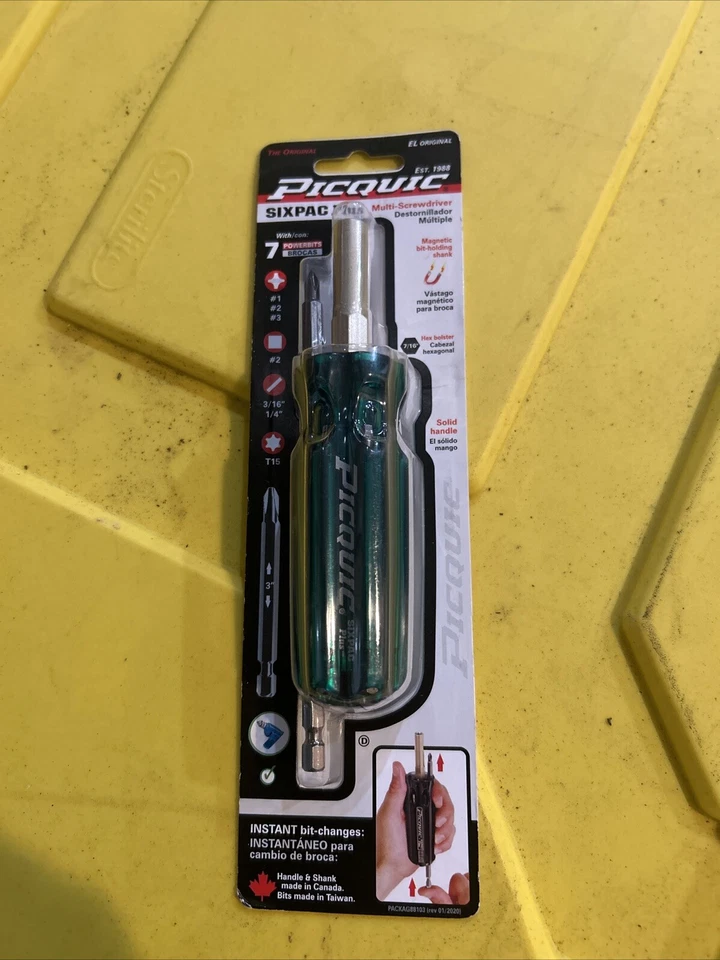 PICQUIC SIXPAC Plus Screwdriver Multi Bit w/ 7 Hex Power Bits - "Green" - Image 1 of 1