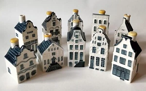 Set of 10 KLM Delft Blue Houses BOLS Amsterdam #1,4,9,10,11,12,20,22,27,31 Empty - Foto 1 di 13
