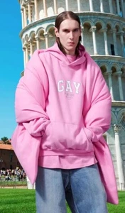 Balenciaga Pride 2021 Candy Pink XXL GAY Hoodie, NWT, Spring 2021 - Picture 1 of 6
