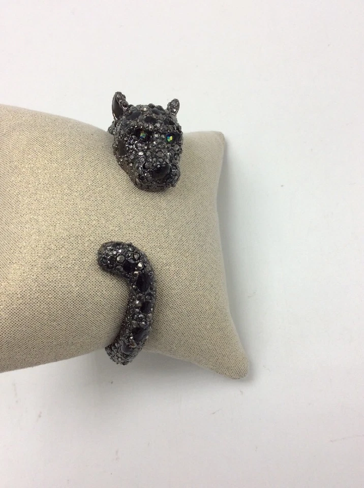 $85 Betsey Johnson Hematita Tono Negro Gris Jaguar Brazalete Bisagras F201 Foto 1 de 1