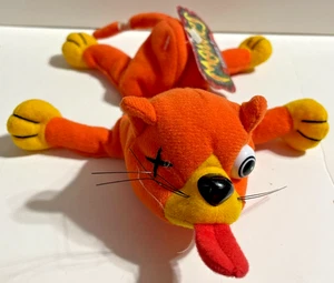 Meanies Sitzsack Plüschtier Splat the Road Kill Kat 1997 Serie 1 mit Etikett - Bild 1 von 7