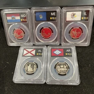 2003 S Gem State Quarter Set PCGS PR69 DEEP CAMEO (AR MD ME IL AL) PROOFS - Picture 1 of 2