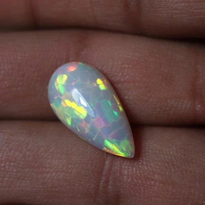 5.7 Cts 19.8x10.6 MM Real AAA Multi Fire Honeycomb Ethiopian Opal Pear Cabochon - Picture 1 of 12
