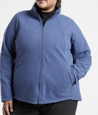 Athleta Stroll Fleece Full Zip Jacket Plus 3X Blue Zip Pockets Casual Active NEW - Image 1 of 4
