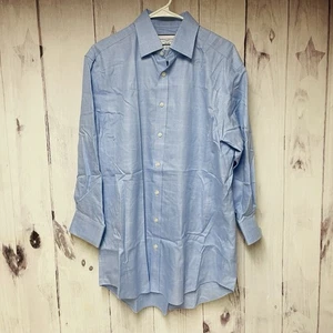 Camisa de vestir Charles Tyrwhitt para hombre talla 16-33 abotonada sin hierro azul a cuadros - Imagen 1 de 3