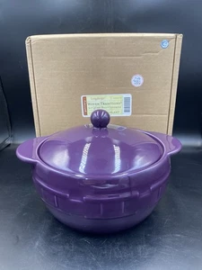 Cerámica Longaberger 2,5 cuartos nueva en caja Cazuela bola EGGPLANT Woven Traditions - Imagen 1 de 6