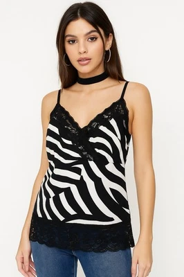 Camiseta sin mangas de encaje cebra del mercado negro de la Casa Blanca XL Y2K estilo Foto 1 de 4