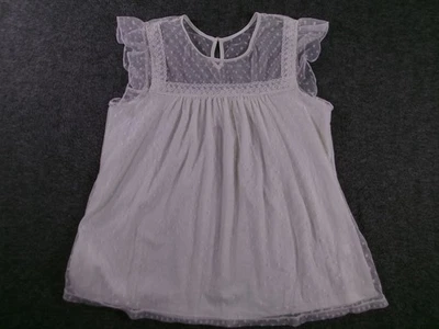 No Boundaries Top Women Extra Large White Sheer Swiss Dot Lace Yoke Fairycore   - Image 1 of 4