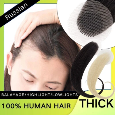 9A Human Hair Patches Pieces Full Skin Base Remy Bald Spots for Alopecia Areata - Image 1 of 4