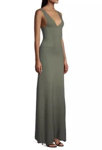 Emporio Armani Seamless Ottoman Maxi Dress In Olive Green $600 Sz 4/40 New - Picture 1 of 7