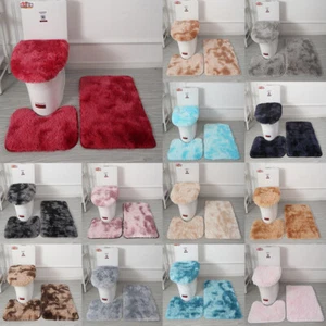 3-Piece Bathroom Bath Mat Contour Rug Set with Toilet Lid Cover ♡ - Picture 1 of 25