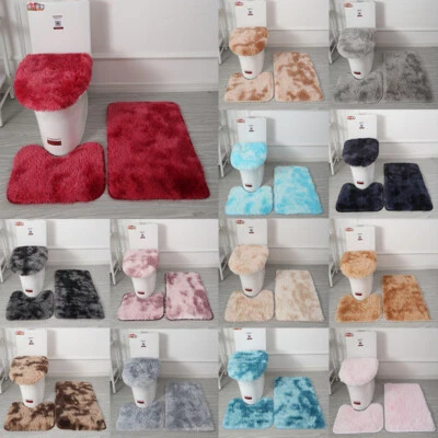 3Tlg.Set Badematte Badvorleger Badgarnitur Rutschfest Badteppich WC-Vorleger - Bild 1 von 4