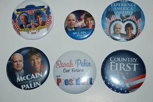 Lot of 6 John McCain Sarah Palin Presidential Election Pin Pinbacks - Picture 1 of 6