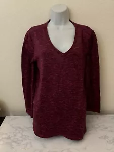 Faded Glory Plus Sz Purple V-Neck Long Sleeve Sweater Womens 1X Soft Heather - Picture 1 of 4