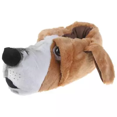 Basset Hund Tier Hausschuhe Pantoffel Schlappen Plüsch Herren Damen Braun - Bild 1 von 4