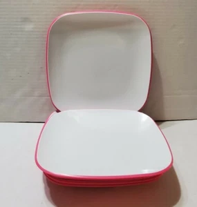 Cynthia Rowley Green Melamine Appetizer Salad Plates 7PC Square Pink White 8.5' - Picture 1 of 3