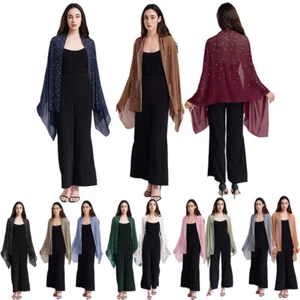 Women Tops Rhinestones PashminaName Bolero Scarf Lightweight Banquet Wedding Dance - Picture 1 of 105