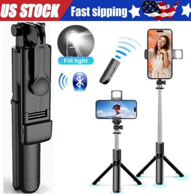 Selfie Stick Tripod Remote Desktop Stand Cell Phone Holder For iPhone Samsung US - Image 1 of 4