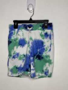 Old Navy Tie Dye Shorts Boys Size Medium 8 Drawstring Knit Blue Green Pull On - Picture 1 of 4