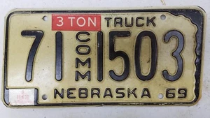 1969 NEBRASKA Kimball County Commercial 3-Ton Truck License Plate 71-1503 - Picture 1 of 1
