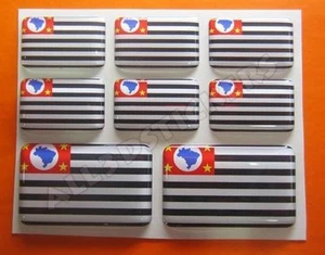8 x 3D Stickers Resin Domed Flag Estado de São Paulo - Adhesive Decal Vinyl - Picture 1 of 1