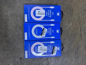 Just Wireless 10' Fast Charge Cable 2 light pink/ 1 white iPhone to USB-C SO3* - Picture 1 of 1