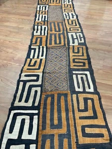 genuine 9 feet African Congo Kuba Raffia cloth fabric natural woven handmade - Picture 1 of 10