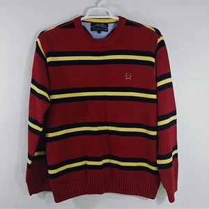 Tommy Hilfiger Crewneck Sweater Striped Red Blue Yellow Size L Large Vintage - Picture 1 of 4