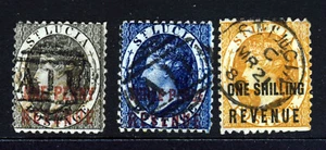 ST. LUCIA QV 1882 The Full POSTAL FISCAL Surcharged Perf 12 Set SG F18 - F20 VFU - Picture 1 of 2