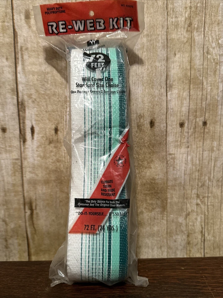 Wellington Re-web Kit 72 Feet Lawn Chair Webbing Blue With Red Stripe 20072