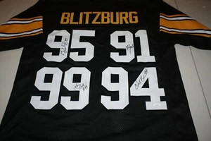 PITTSBURGH STEELERS BLITZBURGH LLOYD/KEVIN GREENE/BROWN/KIRK SIGNED JERSEY JSA  - Picture 1 of 2