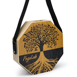 POGOLAB Cajon Portable Travel Wooden Drum with Adjustable Strap Two-tone  - Picture 1 of 10