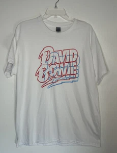 Camisa David Bowie Blanca Diseño Estereoscópico Anaglifo Grande L Ziggy Stardust NUEVA - Imagen 1 de 5