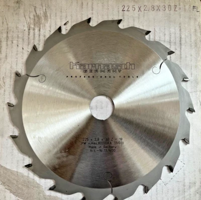 Karnasch HM Handkreissägeblatt 225 x 2,8 x 30 Z 18 FL Sägeblatt Handkreissäge