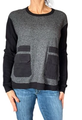 WILT ANTHROPOLOGIE SUÉTER DE ALGODÓN TEJIDO GOFRE GRIS BOLSILLOS EN CAPAS XS Foto 1 de 4