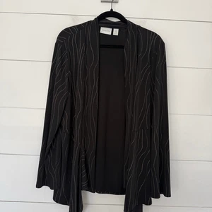 Chico’s Women’s 3 Black Gold Patterned Open Cardigan - Picture 1 of 6