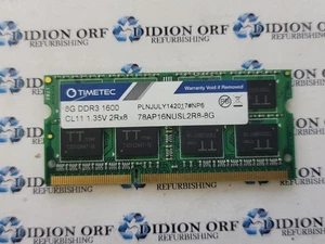 TIMETEC 8 GB DDR3 LAPTOP RAM PC3-1600 1Rx8 78AP16NUSL2R8-8G, SKU 18358 - Picture 1 of 1
