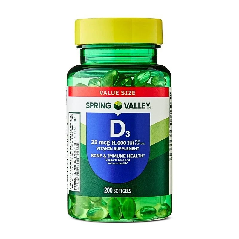 Vitamina D3 1000 UI 25 mcg, 200 cápsulas blandas salud inmune vitamina D3 gel blando 200 Foto 1 de 4