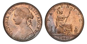 GREAT BRITAIN Victoria 1860 AE Farthing. NGC MS65RB SCBC-3958. - Picture 1 of 1