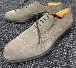 $1295 Giorgio Armani Brown/Taupe Suede w/Rubber Sole Wingtip Brogue Dress Oxford - Picture 1 of 15