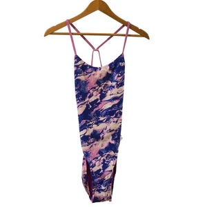 TYR TYRxSimone One-piece Marble Clouds Swimsuit Womens Size 36 Pink Blue - Picture 1 of 8