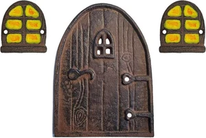 Lulu Decor, 100% Cast Iron Rustic Brown Miniature Fairy Door 8" with 2 - Picture 1 of 4