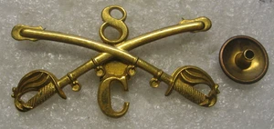 US Army 8th Cavalry Regiment Officers Cap Badge Insignia Badge,Spanish-Amer War - Picture 1 of 2