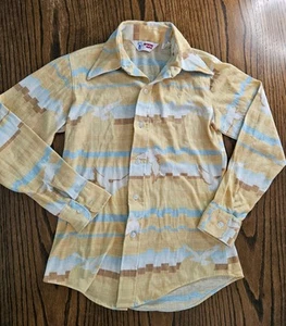 VINTAGE 70s Levis Long Sleeve Button Up Boys Shirt Western - Picture 1 of 8