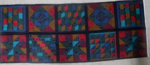1/2 Yd FABRIC 10 Patchwork Cheater Panels Dark, Rich Colors 8" Squares + Borders - Picture 1 of 4