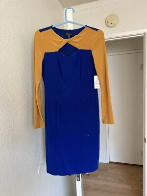Vestido KASPER talla XS azul/amarillo. Can Fit S también Foto 1 de 4
