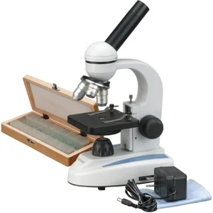 AmScope 40X-1000X Home School Student Compound Microscope + 50 Prepared Slide Co - Picture 1 of 8