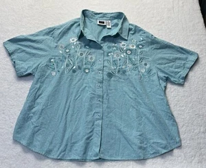 VTG CST SPORT Womens Size 3X Short Sleeve Embroidered Button Up Collar Shirt - Picture 1 of 5