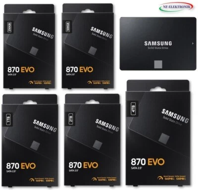 Samsung Interne SSD Festplatte 870 EVO 250GB 500GB 1TB 2TB 4TB 2,5 Zoll SATA 3 - Bild 1 von 4