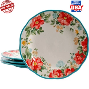 Vintage Floral 4-teiliges Speiseteller Set 10,75" Ree Drummond Collection Neu - Bild 1 von 6